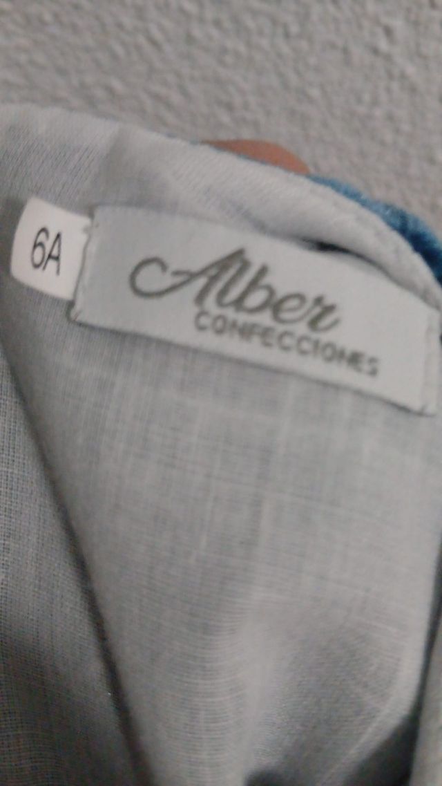 Vestido niña azul con lunares negros