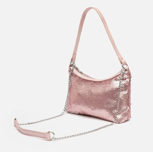 Bolso rosa y plateado