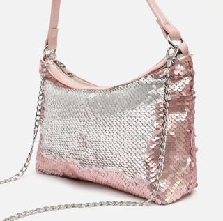 Bolso rosa y plateado
