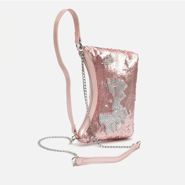 Bolso rosa y plateado