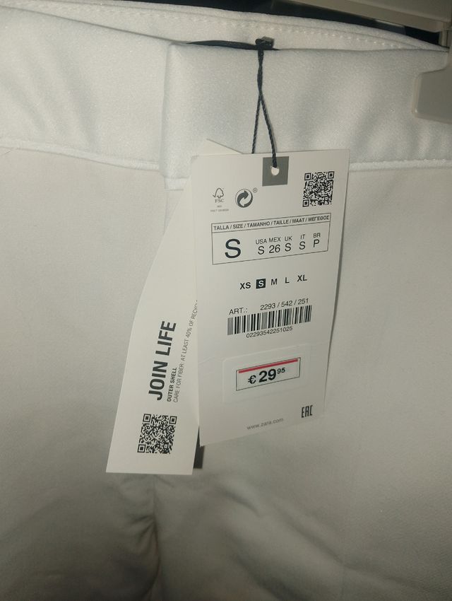 Pantalón vestir JONN LIFE blanco talla S  del zara