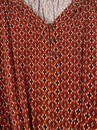 Blusa Zara Roja Estampada Manga Larga