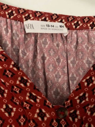 Blusa Zara Roja Estampada Manga Larga
