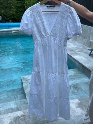 Vestido Zara Blanco Manga Corta