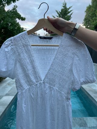 Vestido Zara Blanco Manga Corta