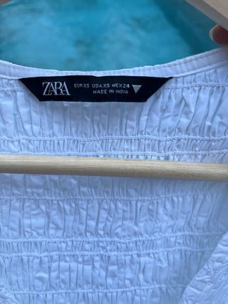Vestido Zara Blanco Manga Corta