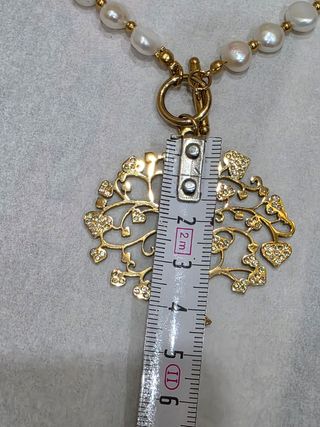 Conjunto Collar Perlas y Pulsera Acero Dorado