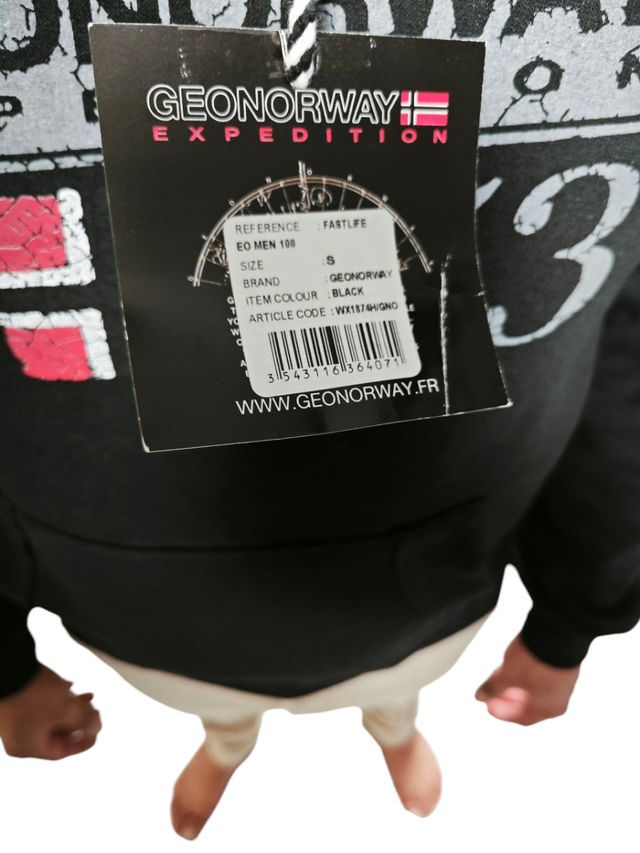 Sudadera Geographical Norway Negra Talla S