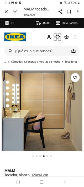 Tocador MALM blanco 120x41 cm