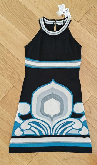 Vestito Twinset nero con fantasia geometrica.