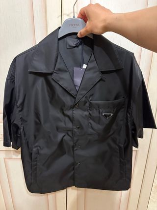 Camicia Prada maniche corte Re-Nylon nera