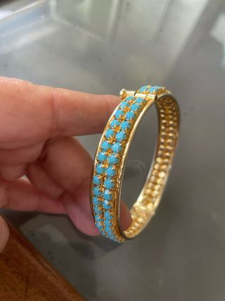 Bracciale Rigido Vintage Anni '60 Oro Turchese