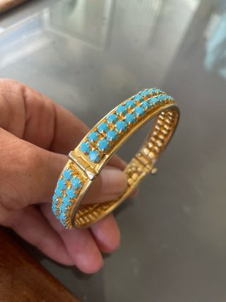 Bracciale Rigido Vintage Anni '60 Oro Turchese