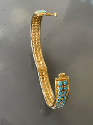 Bracciale Rigido Vintage Anni '60 Oro Turchese
