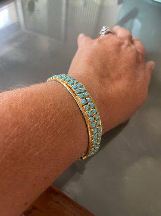Bracciale Rigido Vintage Anni '60 Oro Turchese