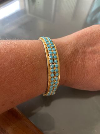Bracciale Rigido Vintage Anni '60 Oro Turchese