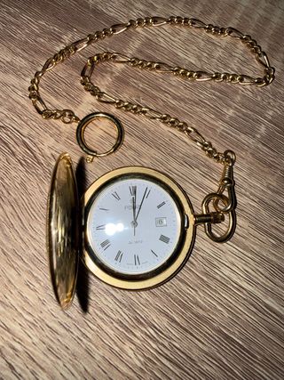 Reloj de bolsillo, marca Potens bañado en oro