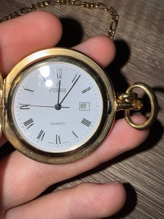 Reloj de bolsillo, marca Potens bañado en oro