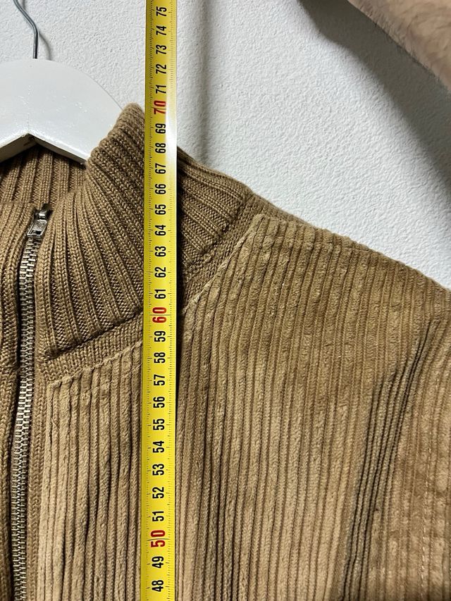 Cardigan uomo marrone in velluto a coste