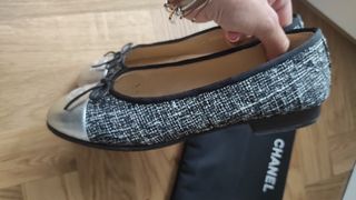 Chanel ballerine nere e argento
