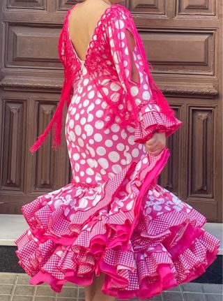 Traje de flamenca con flecos talla 40-42 