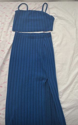 Conjunto Top y Falda Larga Azul