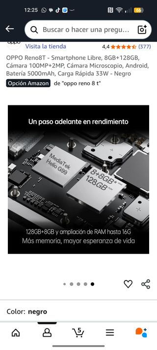 OPPO Reno8T Black 128GB Nuovo
