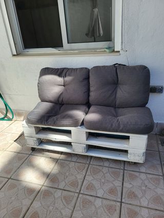 2 Sofás Palets Blanco con ruedas