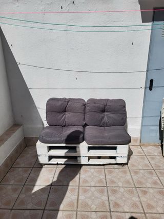 2 Sofás Palets Blanco con ruedas