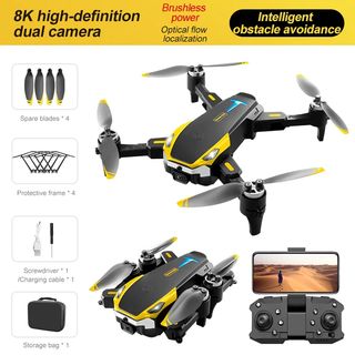 Dron S25 con cámara 4K HD, amarillo y negro, cuadricóptero teledirigido inteligente sin escobillas, flujo óptico, WIFI, Control remoto aéreo ENVIO 24H , NUEVO