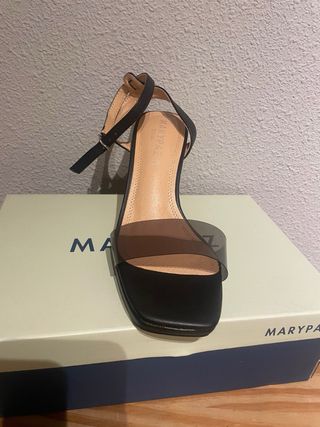 Sandalias Marypaz Talla 38 Negras Transparentes