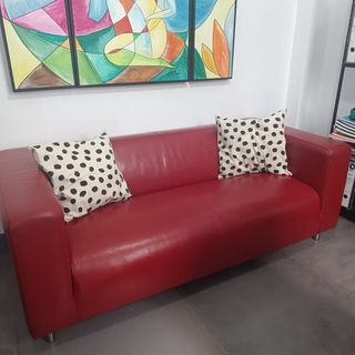 Sofá de Piel Rojo Ikea