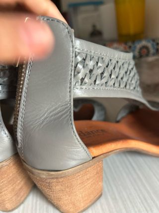 Botín-sandalia Piel Italiana Gris