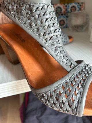 Botín-sandalia Piel Italiana Gris