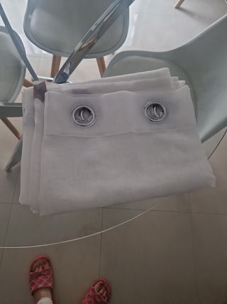 Cortinas Visillo Bordado Estrellas Gris