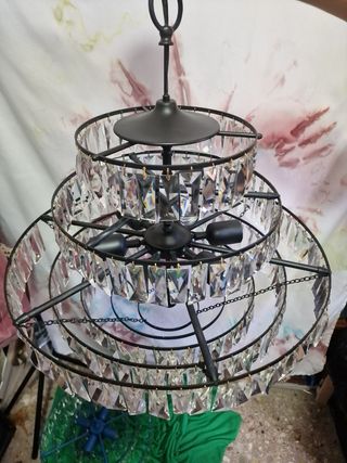 Lámpara de techo tipo araña de lágrimas de cristal