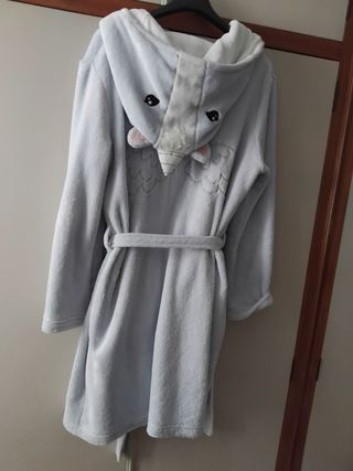 Bata Unicornio Terciopelo Oysho Azul