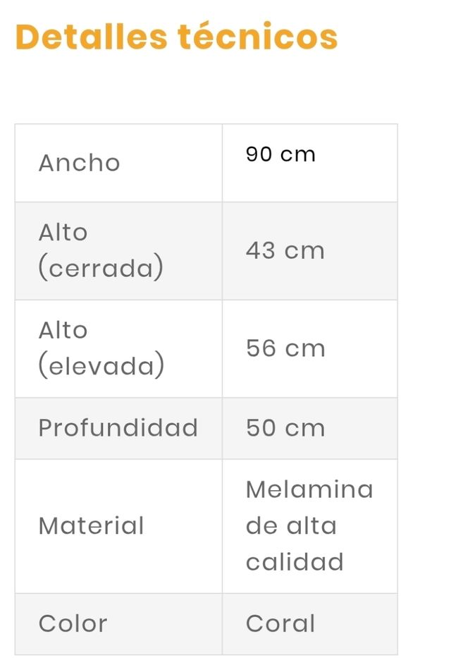 Mesa auxiliar elevable.