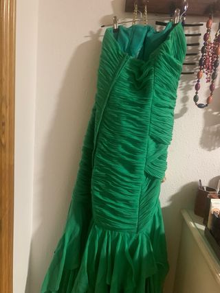 Vestido fiesta largo verde azulado