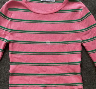Zara Jersey Rayas Rosa y Verde Talla S