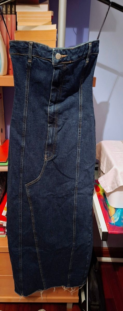 Abito lungo a tubolare in denim