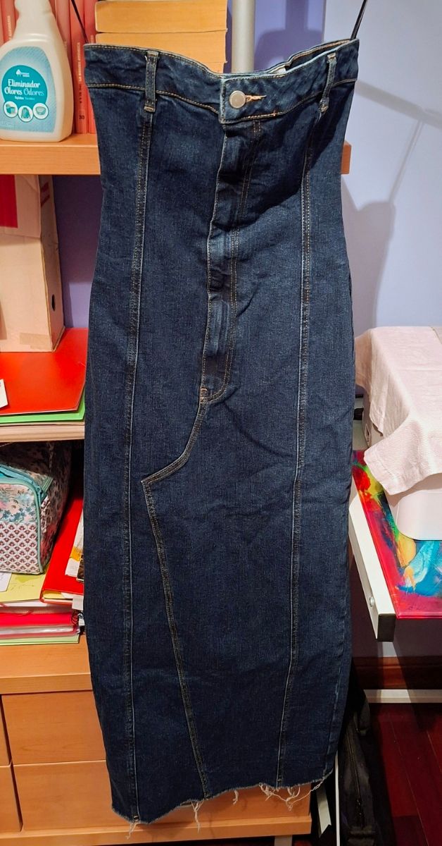 Abito lungo a tubolare in denim