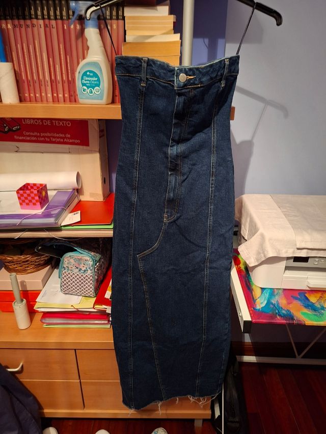 Abito lungo a tubolare in denim