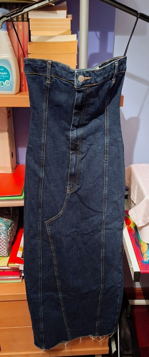 Abito lungo a tubolare in denim