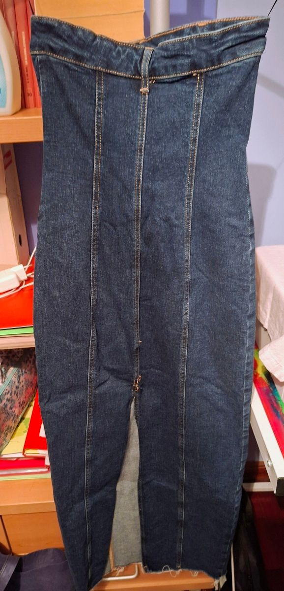 Abito lungo a tubolare in denim