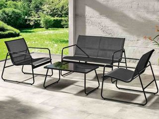 Conjunto Exterior: Sofá, 2 Sillas y Mesa