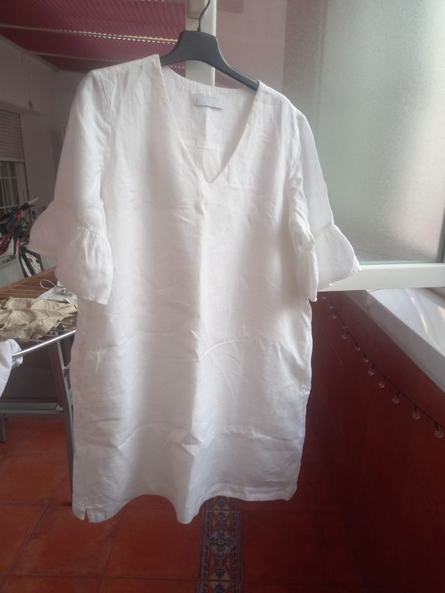 Vestido blanco lino El Corte Inglés talla única
