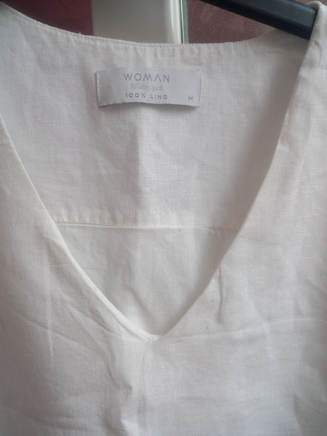 Vestido blanco lino El Corte Inglés talla única