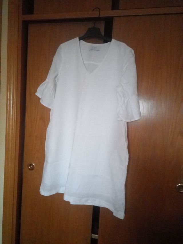 Vestido blanco lino El Corte Inglés talla única