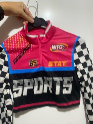 Top Racing Rosa Manga Larga Mujer